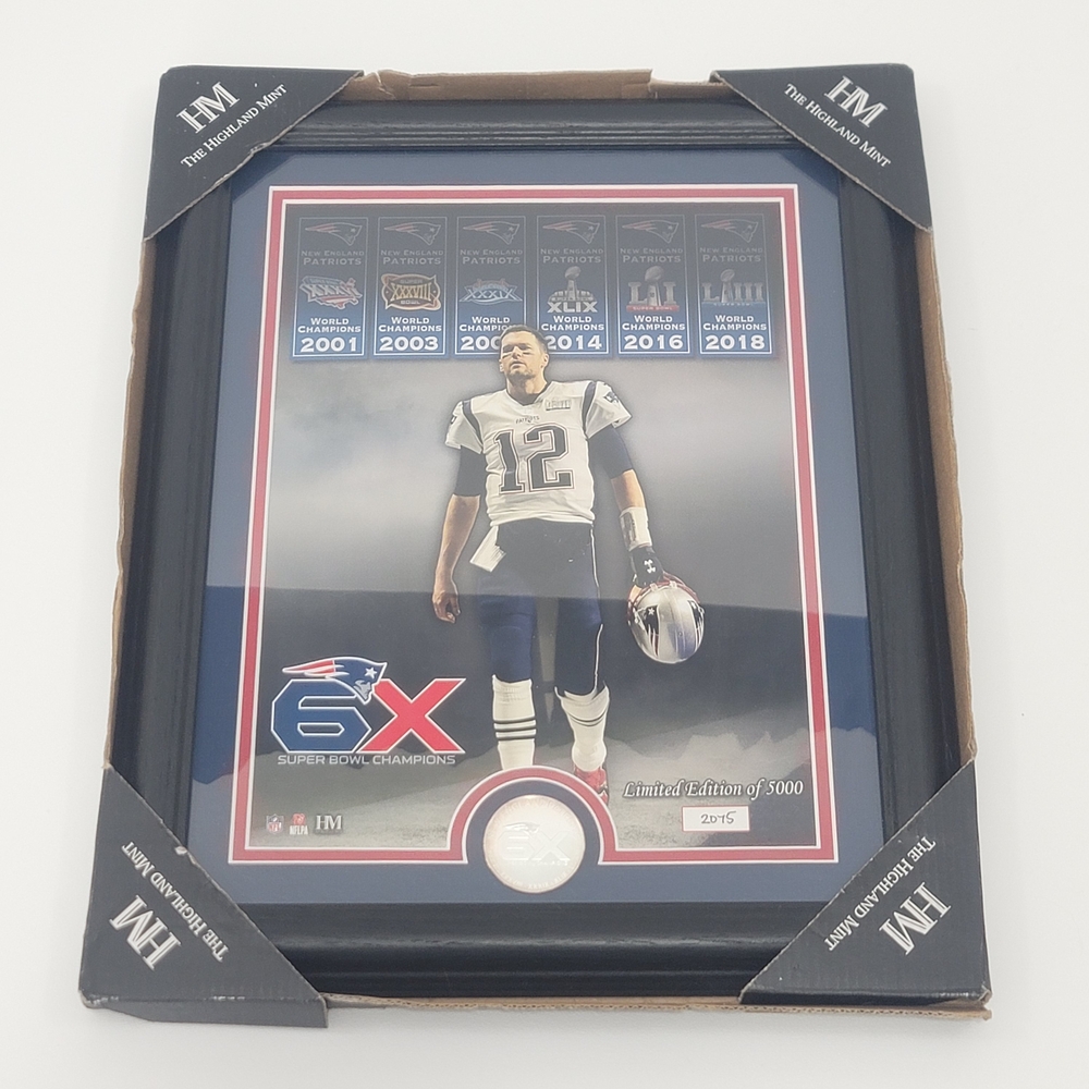 Tom Brady Patriots Collectible Frame Photo Super 6X Bowl Champions Limited Edit